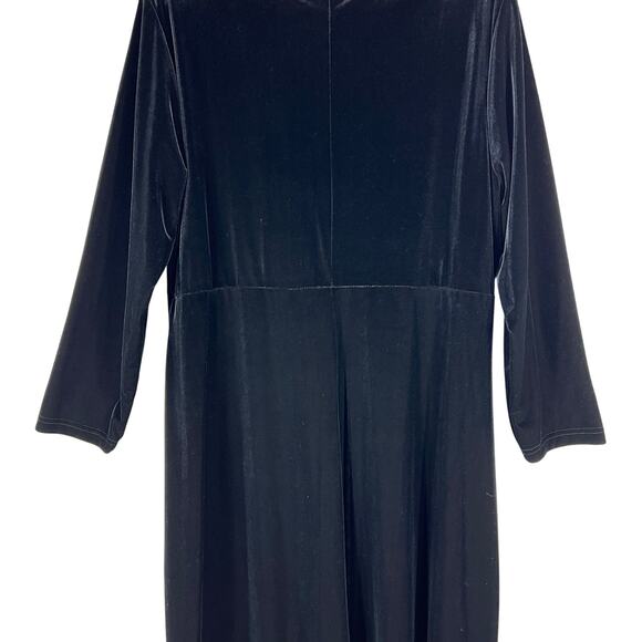 VTG Black Velvet Maxi Dress Plus Sz 22W Slinky Stretch Whimsigoth Holiday - Picture 11 of 13